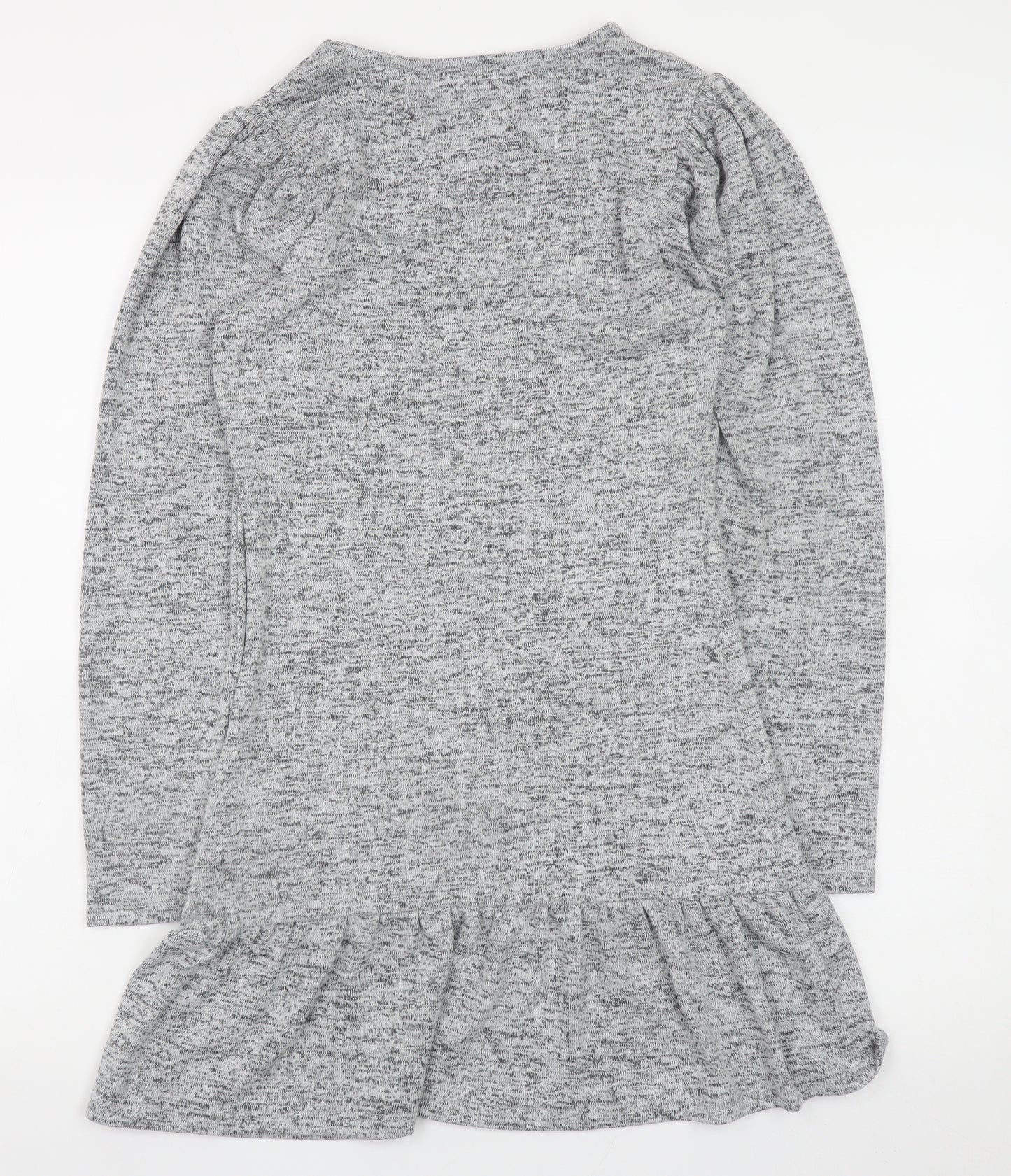 Miss Selfridge Petites Grey Bodycon Ruffle Knit Dress UK 4