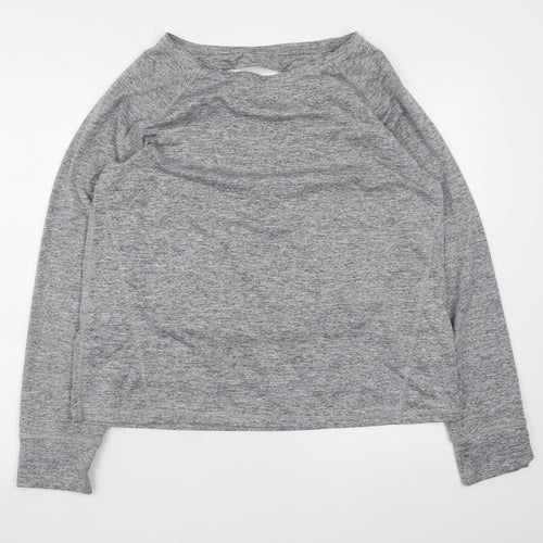 George Women Grey Wrap Style Long Sleeve Pullover Sweatshirt Large
