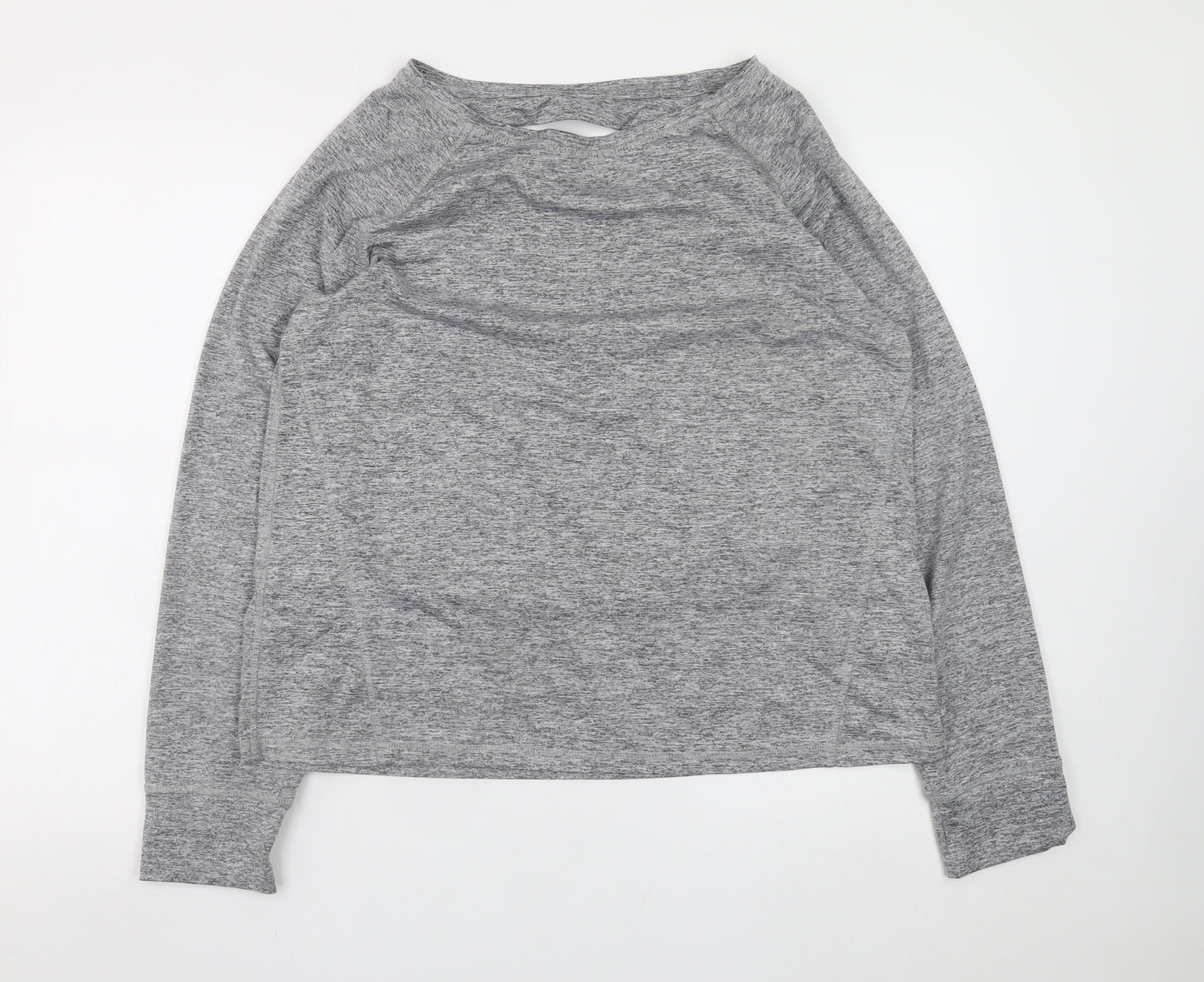 George Women Grey Wrap Style Long Sleeve Pullover Sweatshirt Large