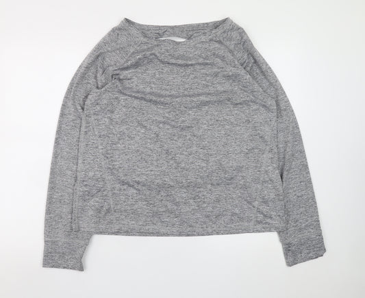 George Women Grey Wrap Style Long Sleeve Pullover Sweatshirt Large