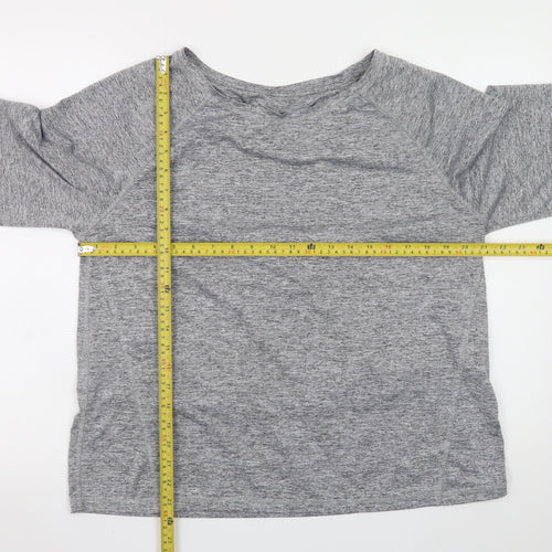 George Women Grey Wrap Style Long Sleeve Pullover Sweatshirt Large