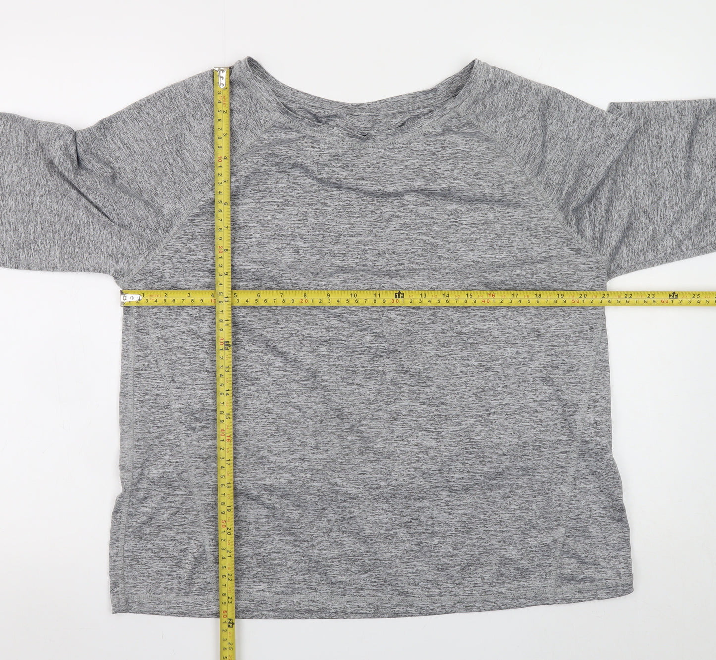 George Women Grey Wrap Style Long Sleeve Pullover Sweatshirt Large