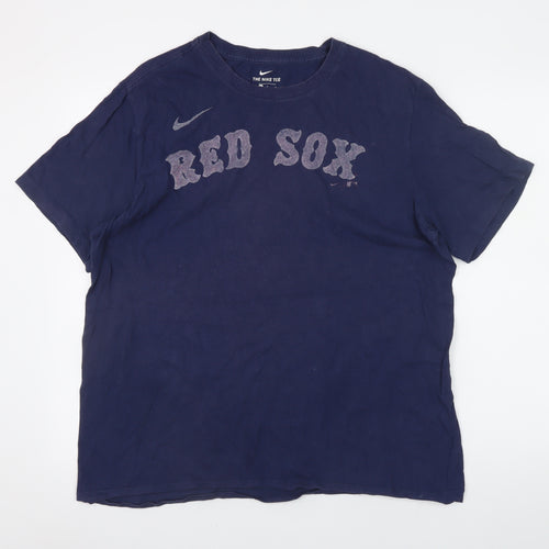 Nike Men's Blue Red Sox Graphic T-Shirt L Regular Fit Sports Tee