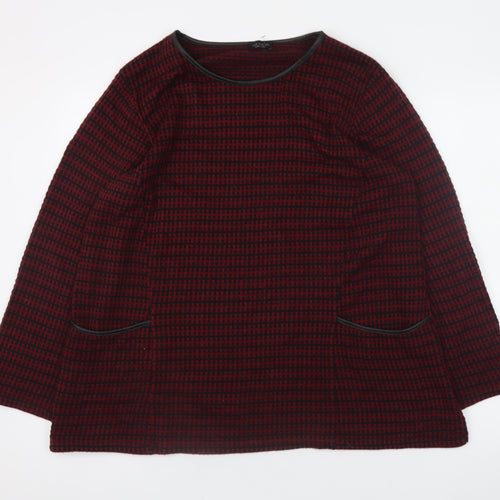 Luca Vanucci Women Red Knit Tunic Blouse Size L Long Sleeve