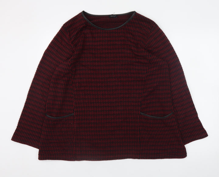 Luca Vanucci Women Red Knit Tunic Blouse Size L Long Sleeve