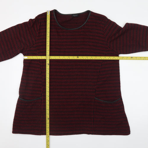 Luca Vanucci Women Red Knit Tunic Blouse Size L Long Sleeve