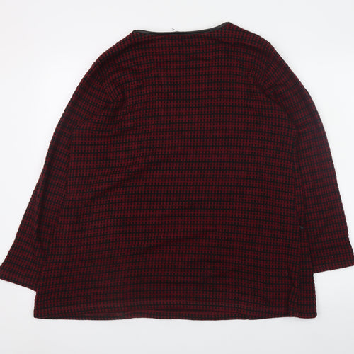 Luca Vanucci Women Red Knit Tunic Blouse Size L Long Sleeve
