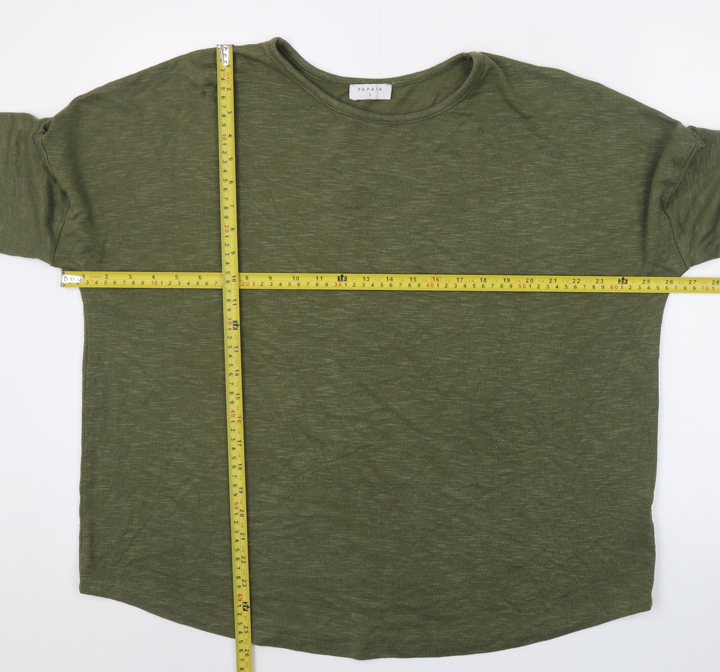 Papaya Women Green Long Sleeve Basic Jersey T-Shirt L