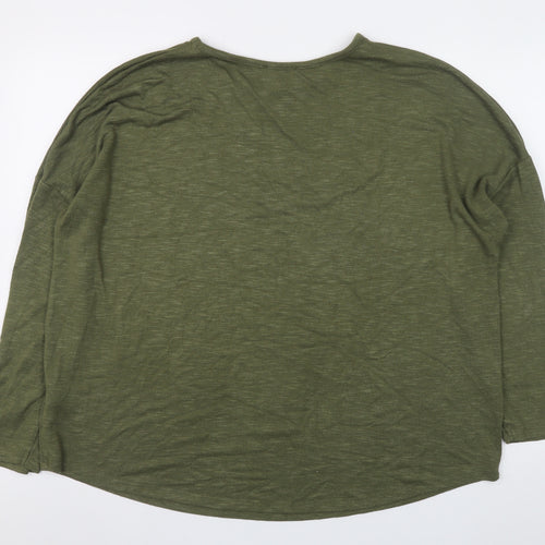 Papaya Women Green Long Sleeve Basic Jersey T-Shirt L
