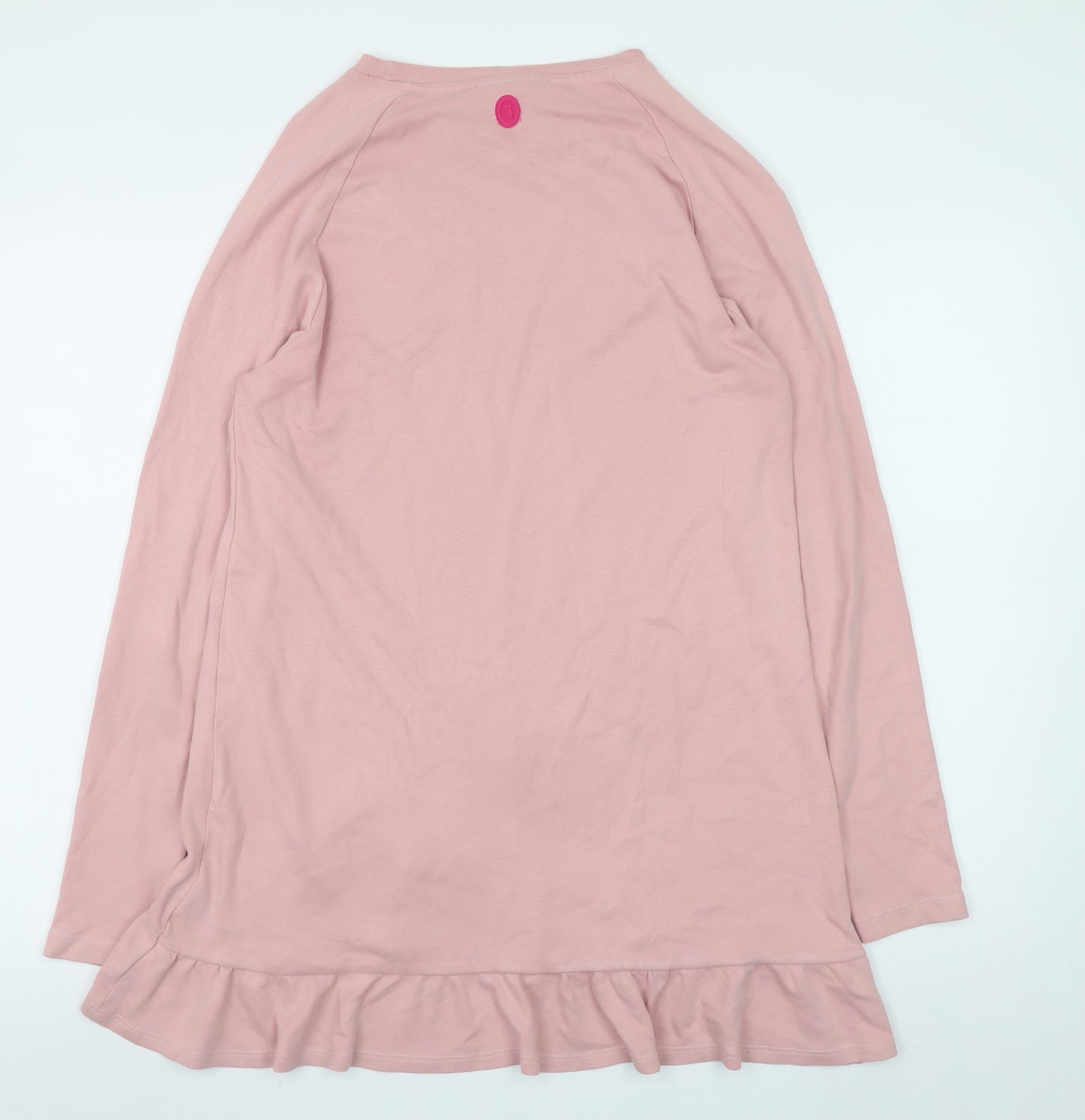 Trussardi Junior Girls Pink Cotton Rhinestone Logo Long Sleeve T-Shirt Dress 16 Years