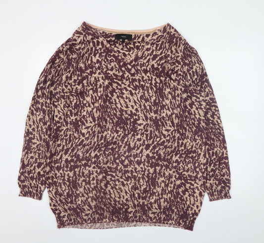 Next Womens Multicoloured Animal Print Cotton Blend Pullover Jumper Size 18