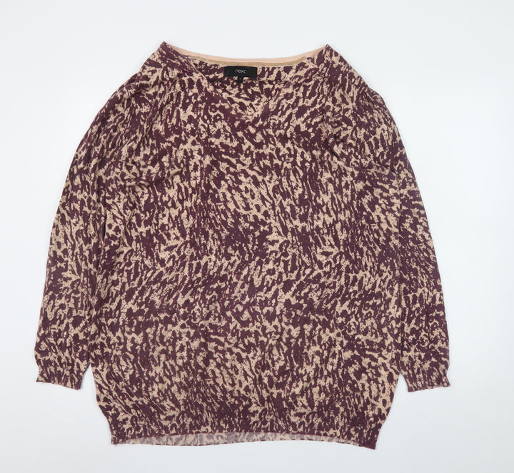 Next Womens Multicoloured Animal Print Cotton Blend Pullover Jumper Size 18