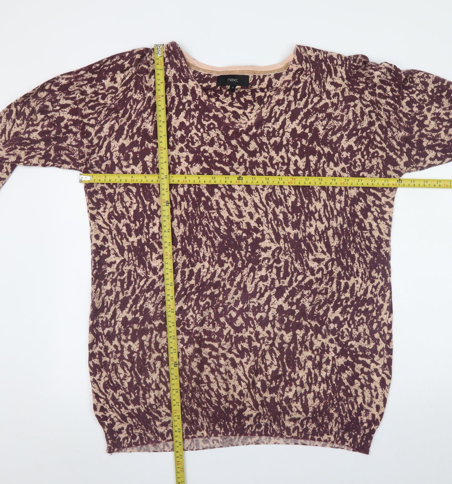 Next Womens Multicoloured Animal Print Cotton Blend Pullover Jumper Size 18