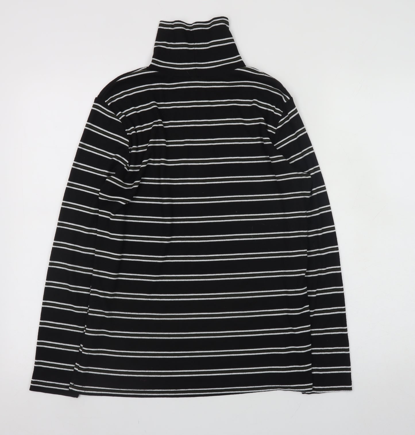 Papaya Women’s Black Striped Roll Neck Long Sleeve Top Size 14