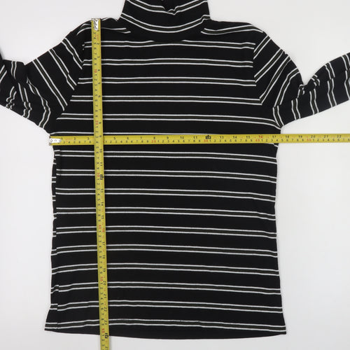 Papaya Women’s Black Striped Roll Neck Long Sleeve Top Size 14
