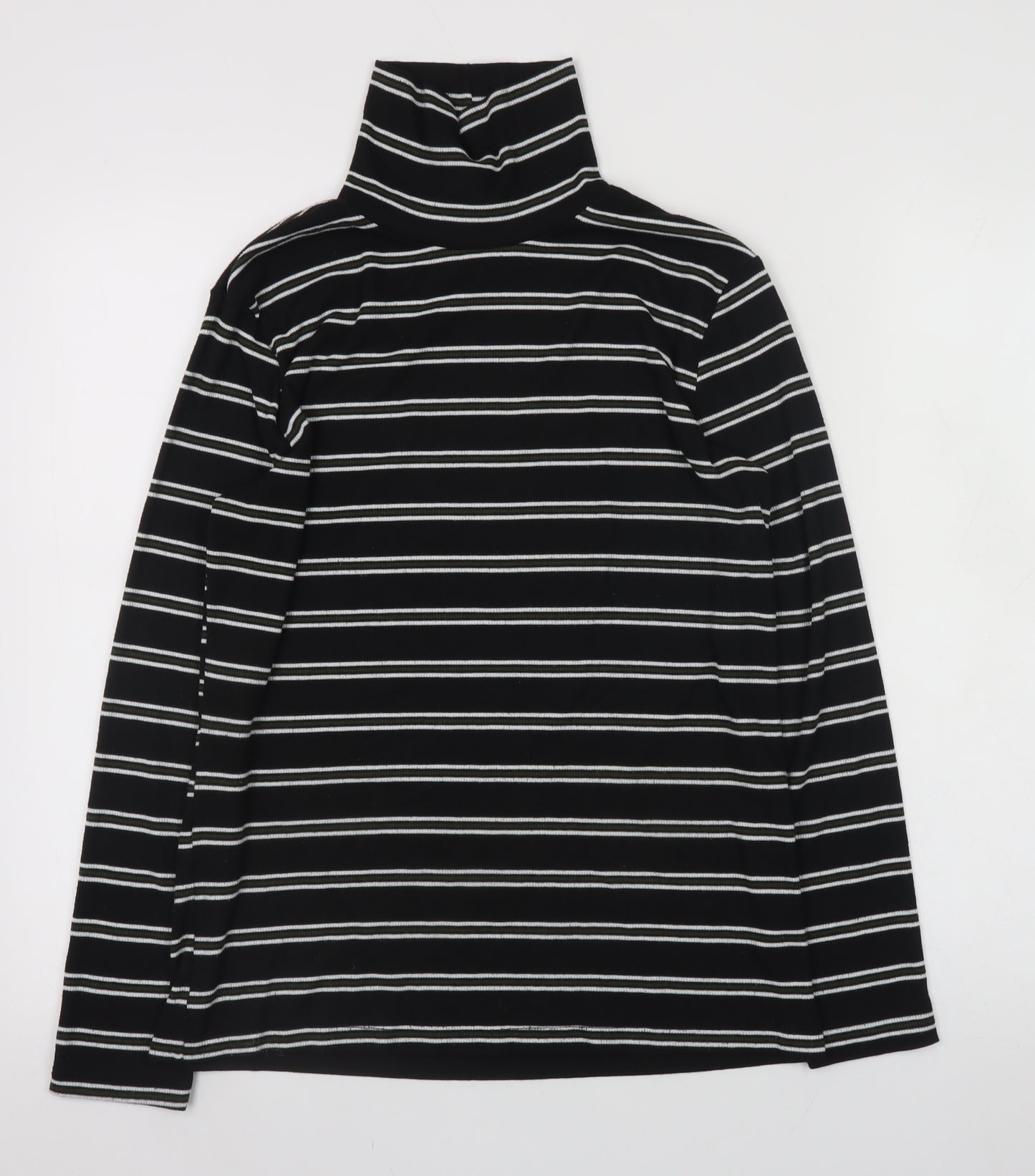 Papaya Women’s Black Striped Roll Neck Long Sleeve Top Size 14