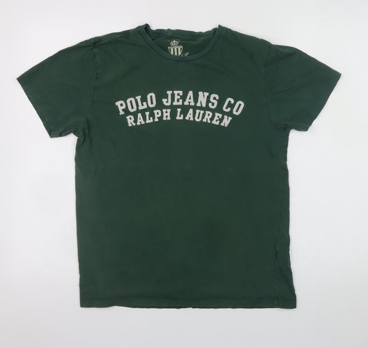 Ralph Lauren Men's Green Polo Jeans Co Graphic T-Shirt Small