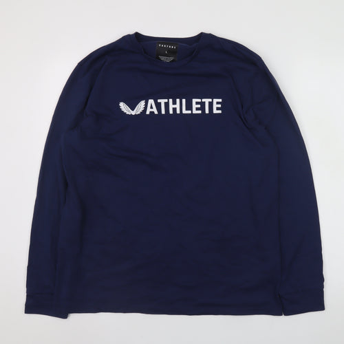 Castore Men's Navy Long Sleeve Athletic Crew Neck T-Shirt Size L