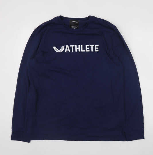 Castore Men's Navy Long Sleeve Athletic Crew Neck T-Shirt Size L