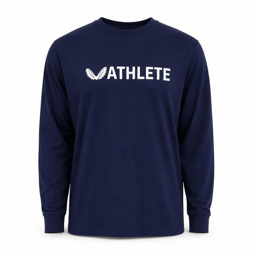 Castore Men's Navy Long Sleeve Athletic Crew Neck T-Shirt Size L