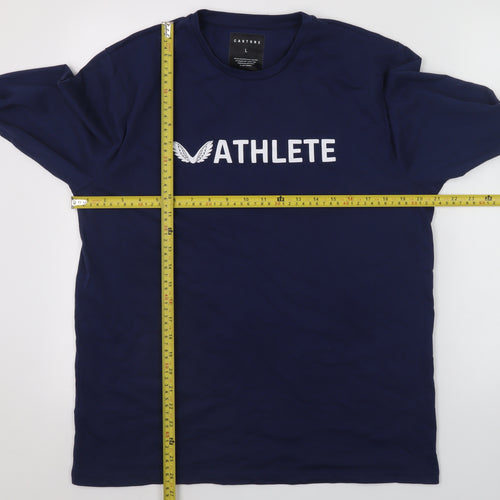 Castore Men's Navy Long Sleeve Athletic Crew Neck T-Shirt Size L