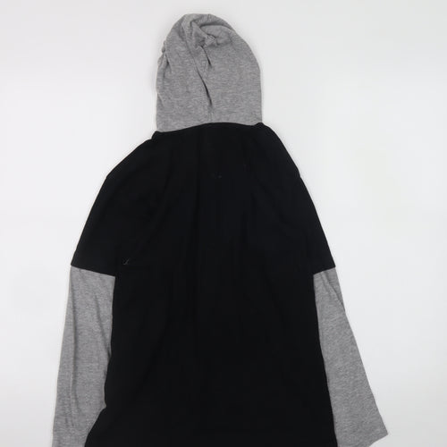 Threadbare Boys Black & Grey Hoodie 11-12 Years Pullover Stay Cool Graphic
