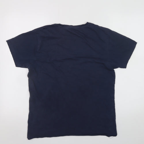 Jack & Jones Men's Blue Graphic Workwear T-Shirt Size L