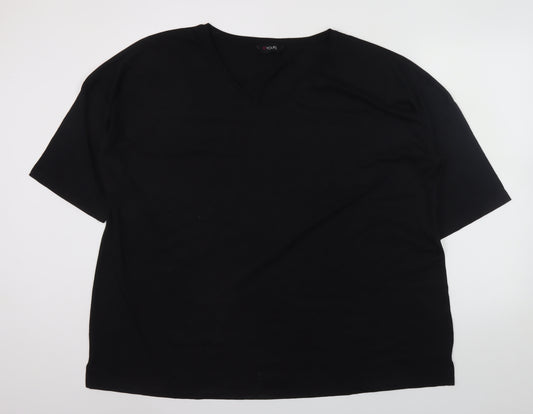 Yours Womens Black Plus Size 22 V-Neck Short Sleeve T-Shirt