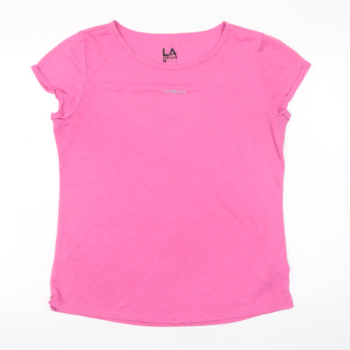 LA Gear Women's Pink Short Sleeve Basic T-Shirt UK 14