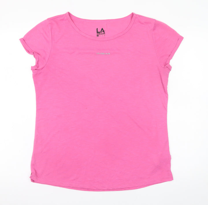 LA Gear Women's Pink Short Sleeve Basic T-Shirt UK 14