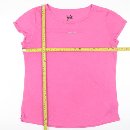 LA Gear Women's Pink Short Sleeve Basic T-Shirt UK 14