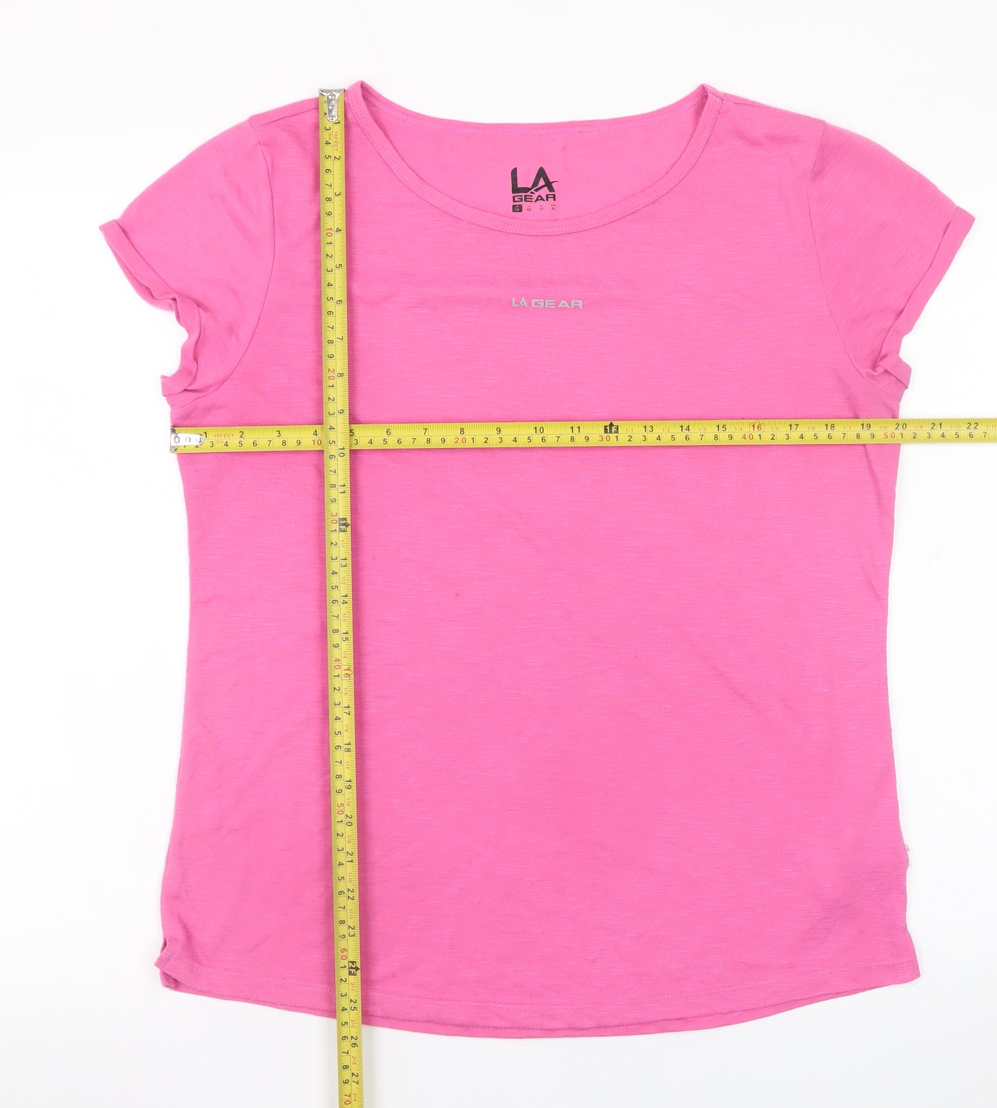 LA Gear Women's Pink Short Sleeve Basic T-Shirt UK 14