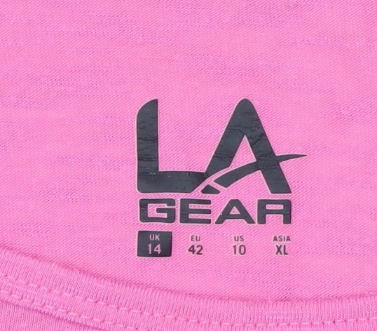 LA Gear Women's Pink Short Sleeve Basic T-Shirt UK 14