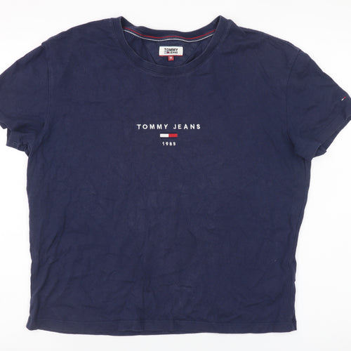 Tommy Jeans Men's Navy Blue Cotton Crew Neck Short Sleeve T-Shirt M