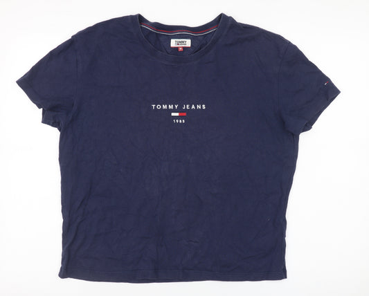 Tommy Jeans Men's Navy Blue Cotton Crew Neck Short Sleeve T-Shirt M