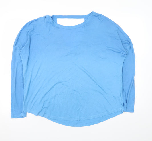 Hush Women Blue Long Sleeve Jersey Top M Relaxed Fit