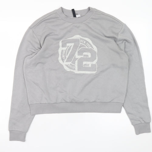 H&M Divided Men's Grey Graphic 72 Crew Neck Sweatshirt M