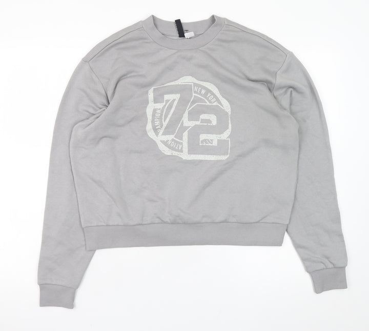 H&M Divided Men's Grey Graphic 72 Crew Neck Sweatshirt M