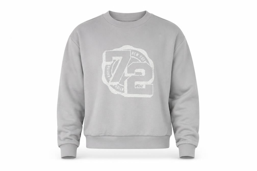 Front view of H&M Divided Men's Grey Graphic 72 Crew Neck Sweatshirt M