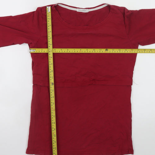 SMALLSHOW Women's Red Long Sleeve Nursing T-Shirt Size S