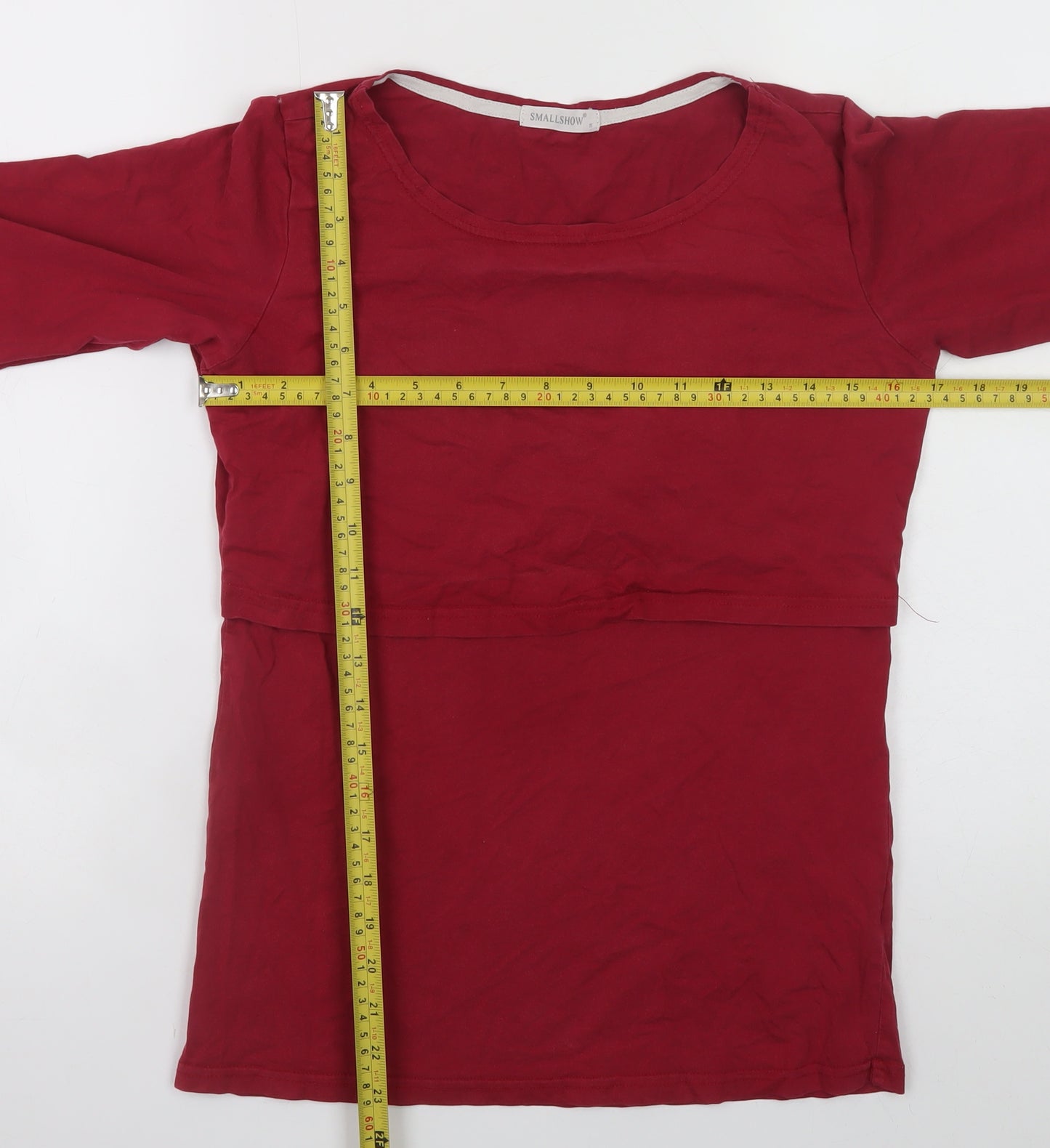 SMALLSHOW Women's Red Long Sleeve Nursing T-Shirt Size S