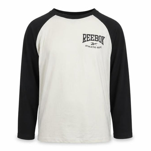 Reebok Men's White Black Long Sleeve Sports T-Shirt Size M Regular Fit