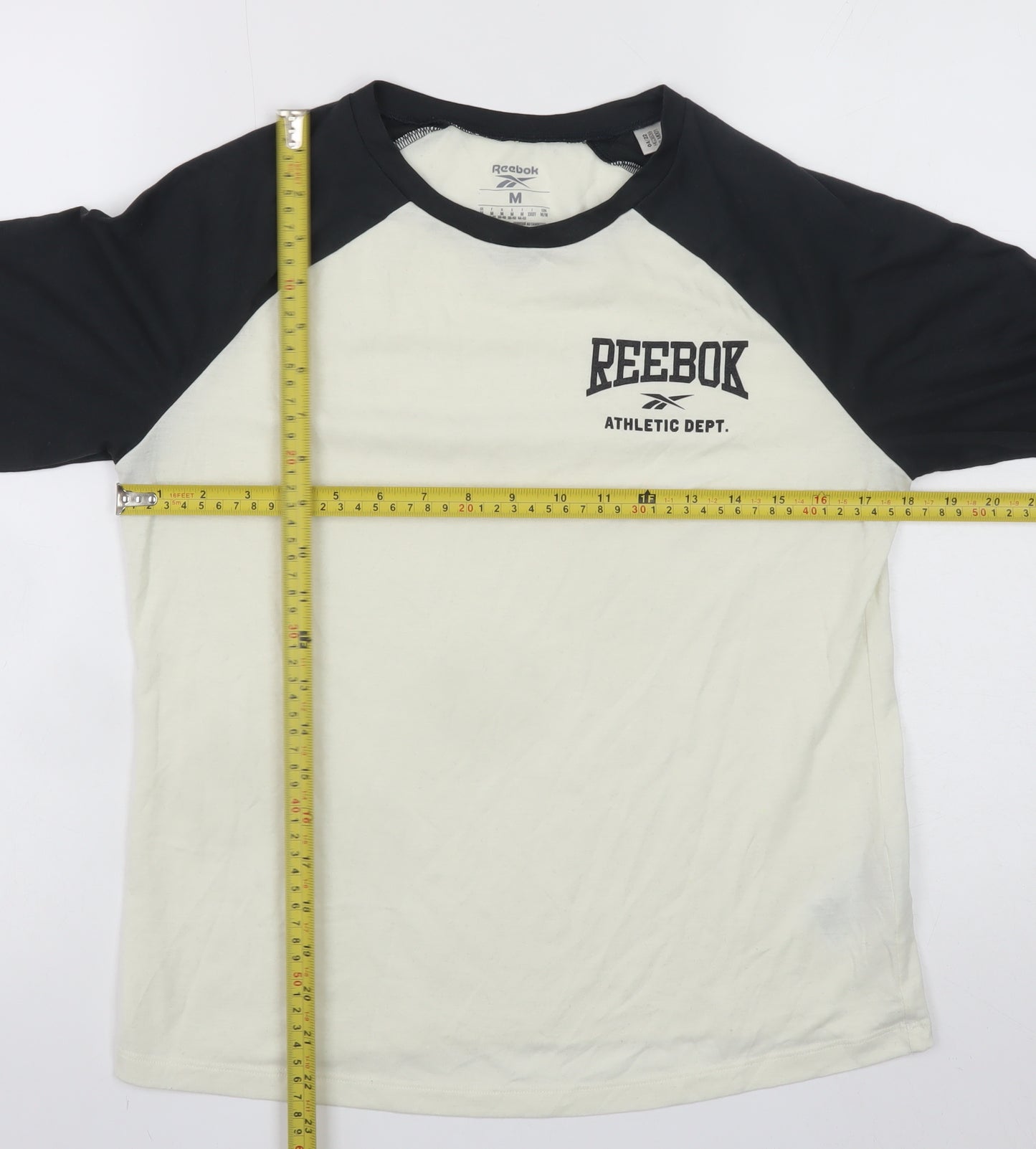 Reebok Men's White Black Long Sleeve Sports T-Shirt Size M Regular Fit
