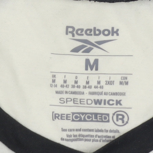 Reebok Men's White Black Long Sleeve Sports T-Shirt Size M Regular Fit