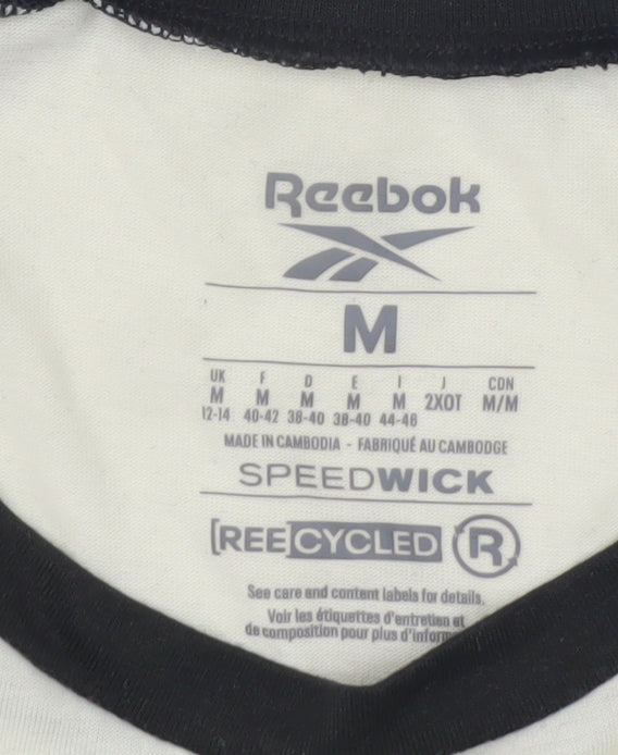 Reebok Men's White Black Long Sleeve Sports T-Shirt Size M Regular Fit