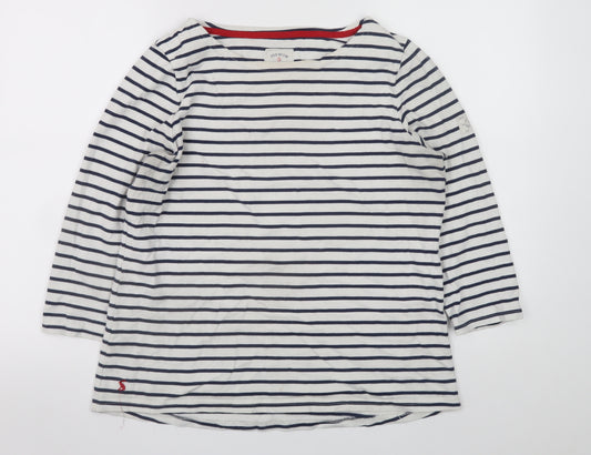 Joules Women’s White Navy Striped Cotton 3/4 Sleeve Tunic Top Size 16