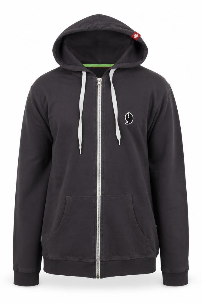 Front view of 9LESTR Men's Grey Full Zip Hoodie, size S, Regular Fit Cotton