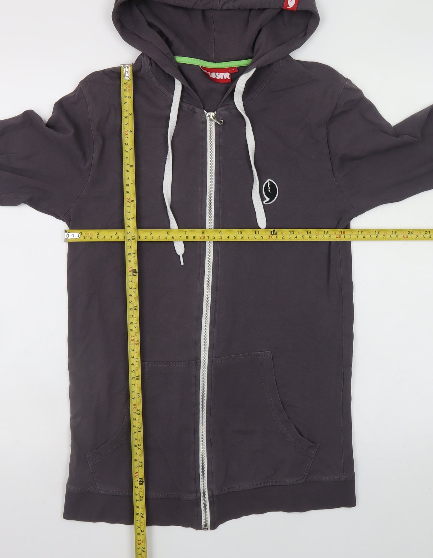 9LESTR Men's Grey Full Zip Hoodie Size S Regular Fit Cotton