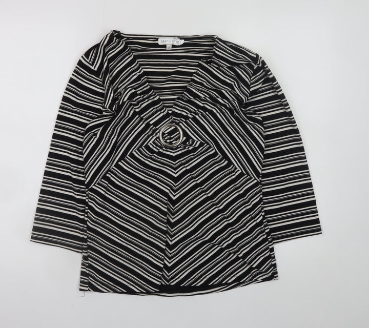 Merlin 101 Women's Black Striped Wrap Blouse Size 20