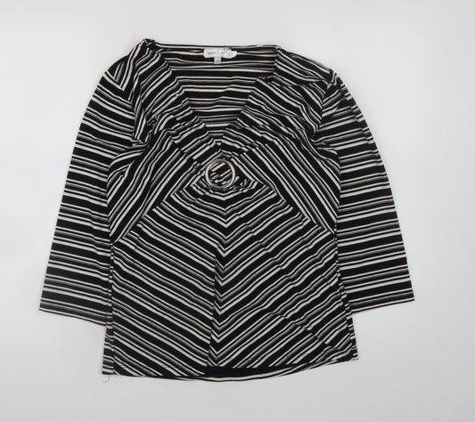 Merlin 101 Women's Black Striped Wrap Blouse Size 20